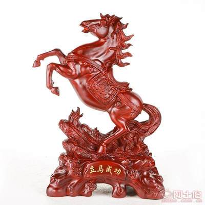 聯(lián)友廠家直銷(xiāo)樹(shù)脂工藝品 立馬成功仿木紋招財(cái)擺件，高級(jí)開(kāi)業(yè)禮品之選