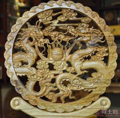 福運(yùn)雙至，守護(hù)安寧 探秘福臨桃木雙龍護(hù)主插屏FL-2423